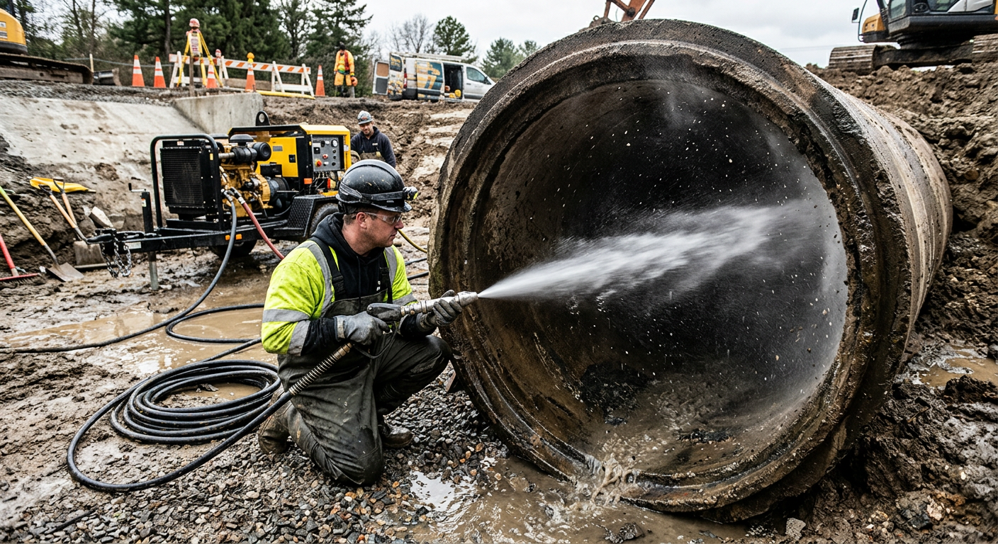 Hydrocurage haute pression pour débouchage de canalisation à Cergy